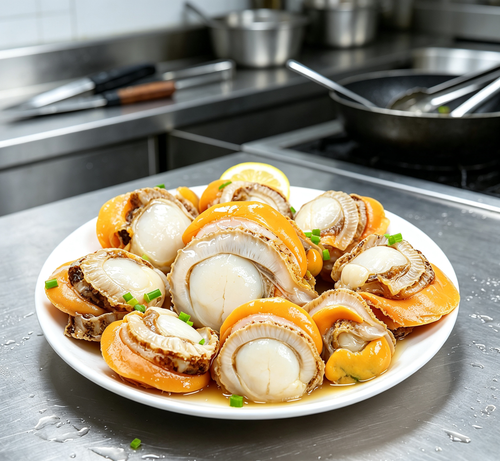 Fresh Steamed Abalone with Golden Seafood Broth