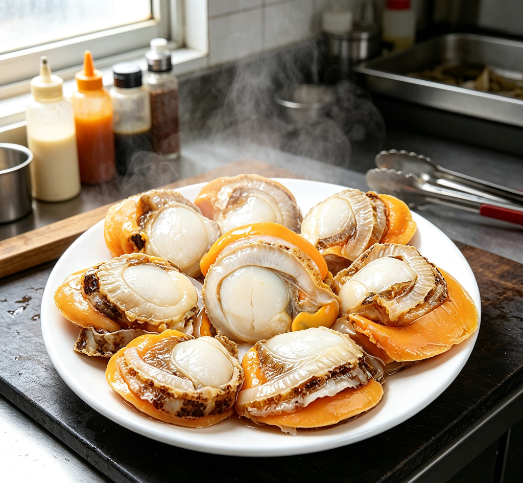 Fresh Steamed Abalone with Golden Seafood Broth